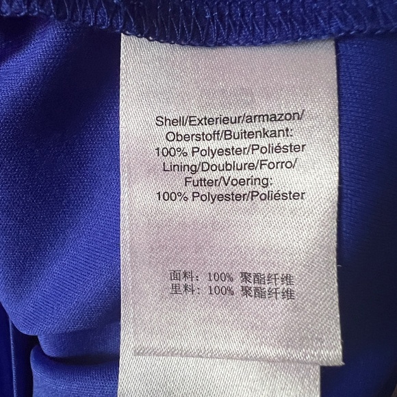 Royal Blue 3/4 sleeve Flowy Midi Dress DKNY V Neck - Picture 4 of 5